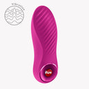 Fun Factory Bijou Bullet Vibrator Magenta showcasing 12 vibration programs and a wavy texture for enhanced stimulation.