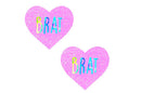 Brat Holographic UV Light Pink I Heart U Glitter Pasties in heart-shaped design with vibrant colors.