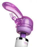 Purple rabbit dual stimulation wand attachment for enhanced pleasure, compatible with standard wand massagers.