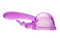 Purple rabbit dual stimulation wand attachment for standard massagers, featuring smooth shaft and flexible ears.