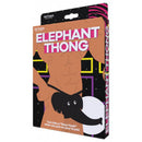 Hott Products Elephant Thong Black One Size packaged design featuring playful elephant trunk theme.