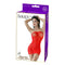 Red rhinestone strapless dress lingerie packaging, highlighting the alluring design and glittering embellishments.