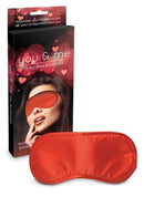 You & Me Silky Red Blindfold showcased in packaging with a seductive design, perfect for enhancing intimacy.