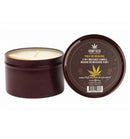 Earthly Body Hemp Seed 3-in-1 Massage Candle Yule Be Begging 6 Oz in a brown jar with a lid.