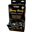 Horny Honey Arousal Cream 144 Pc Display 2ml Tubes showcased in a counter merchandiser for impulsive purchases.