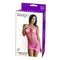 Strapless pink fishnet mini dress lingerie in a box, designed for sexy and seductive occasions.