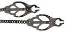 Blackline Endurance Butterfly Nipple Clamps with Link Chain for intense nipple stimulation.
