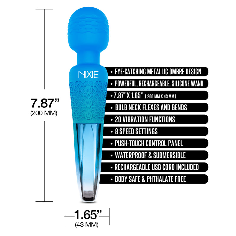 Global Novelties Nixie Wand Massager Blue Ombre Metallic at $49.99