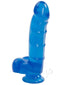 Blue 6-inch Jelly Jewels realistic dildo with balls and suction cup base