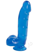 6-Inch Jelly Jewels Realistic Dildo with Suction Cup Base in blue color.