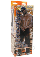 Product packaging of Doc Johnson's Vac U Lock Mr. Marcus 9" Cock and Balls, featuring a realistic pornstar replica.