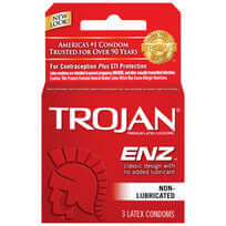Trojan Regular Non-Lubricated Condoms 3 Pack - Premium quality latex, ideal for applying your own lubricant or using none for safe protection.