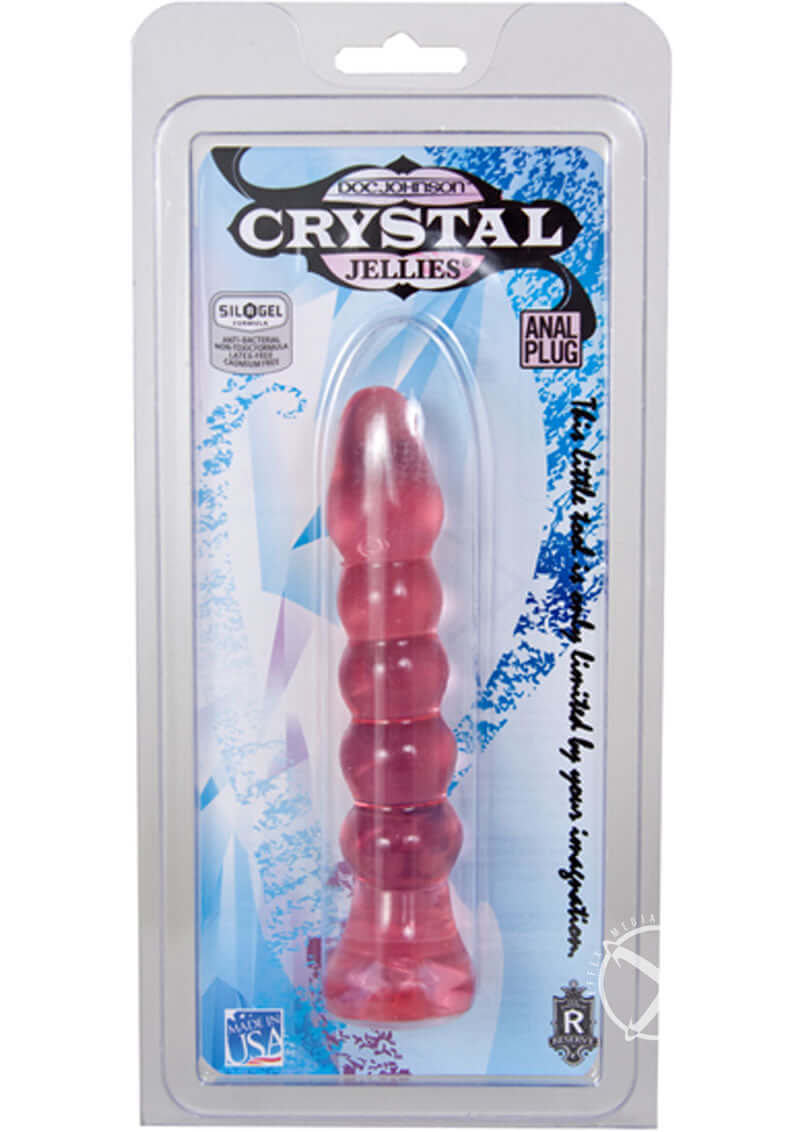 Crystal Jellies 6-inch Pink Ribbed Anal Plug in Packaging for Comfort and Pleasure