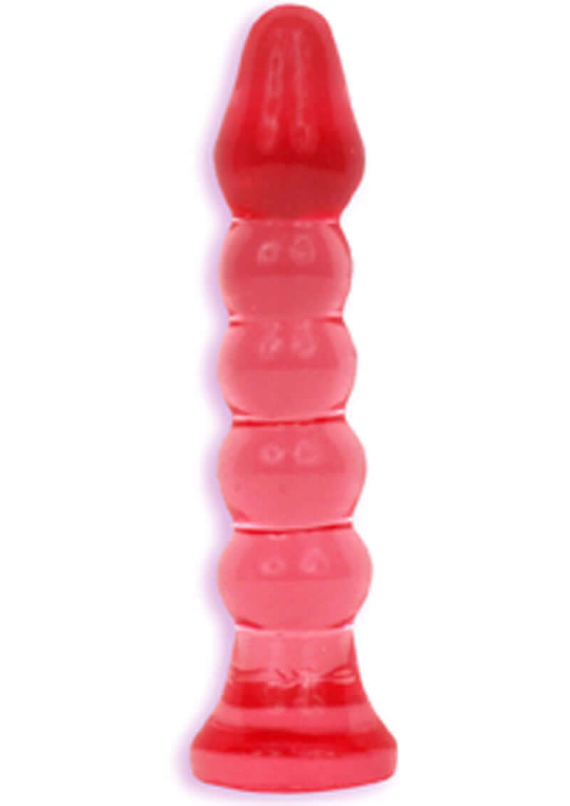 Pink Crystal Jellies 6-inch ribbed anal plug with soft texture for body-safe pleasure.
