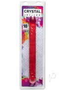Doc Johnson's 18-inch Crystal Jellies Double Dong in pink packaging on a colorful background.