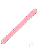 Doc Johnson's 18" Crystal Jellies Double Dong in Pink, veiny texture, flexible double-ended dildo for ultimate pleasure experience