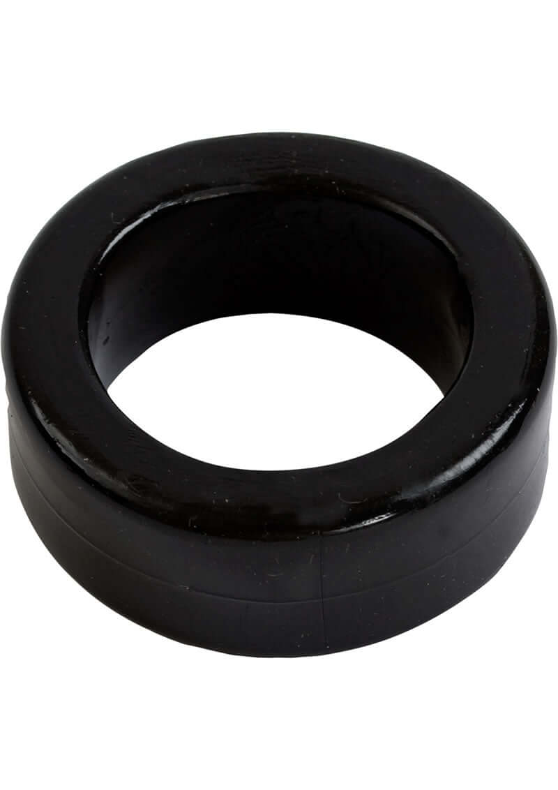 TitanMen Stretch-To-Fit Black Cock Ring made from body-safe TPR material for longer-lasting erections and heightened sensations