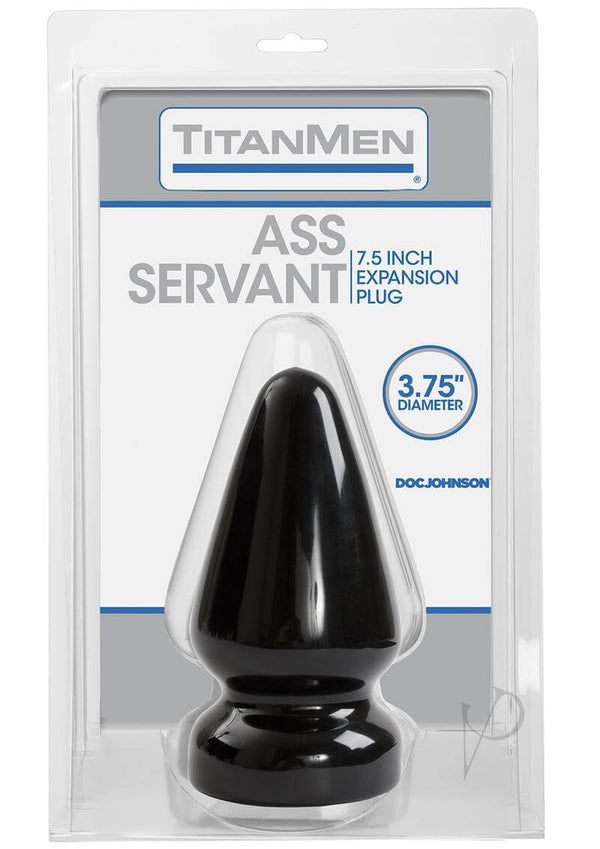 TitanMen Ass Servant 7.5-Inch Expansion Plug in packaging, 3.75-inch diameter, by Doc Johnson.