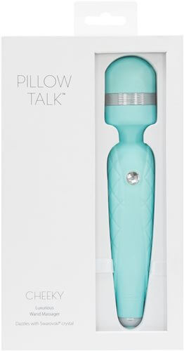 BMS Enterprises PILLOW TALK CHEEKY WAND VIBE W/SWAROVSKI CRYSTAL TEAL at $45.99
