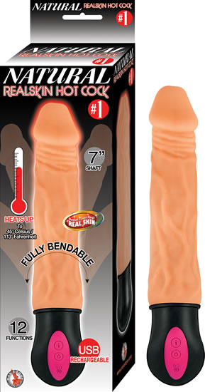 Nasstoys Natural Realskin Hot Cock #1 7 inches Beige Vibrating Dildo at $41.99