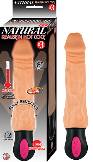 Nasstoys Natural Realskin Hot Cock #3 8 inches Beige Vibrating Dildo at $39.99