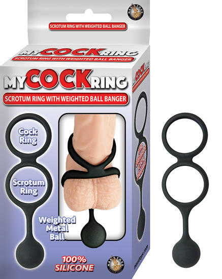 Nasstoys My Cock Ring Scrotum Ring with Weighted Ball Banger Black at $12.99