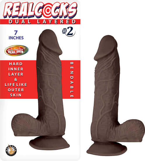 Nasstoys Real Cocks Dual Layered #2 Dark Realistic Dildo at $26.99