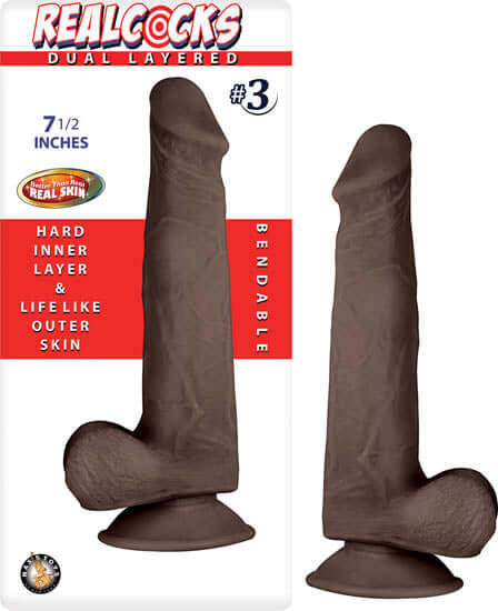 Nasstoys Real Cocks Dual Layered #3 Dark Realistic Dildo at $24.99