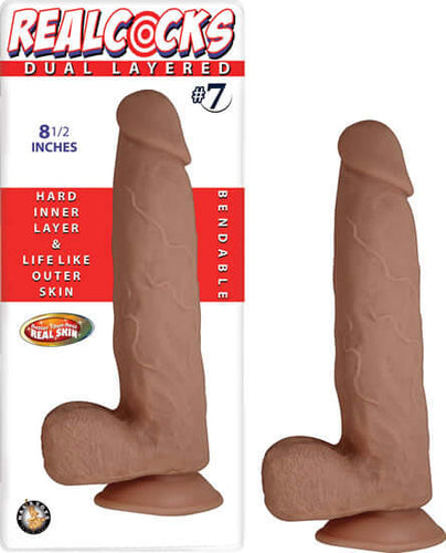 Nasstoys Real Cocks Dual Layered number 7 Brown 8.5 inches at $32.99