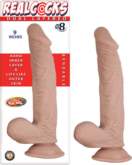 Nasstoys Real Cocks Dual Layered number 8 Beige 9 inches at $34.99