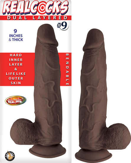 Nasstoys Real Cocks Dual Layered #9 Dark Realistic Dildo at $39.99