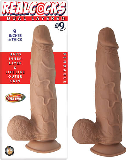 Nasstoys Real Cocks Dual Layered number 9 Brown 9 inches at $34.99