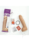 Vac-U-Lock Hung Cock 12.5 White realistic dildo with plump head, juicy balls, bulging veins, included accessories, and packaging