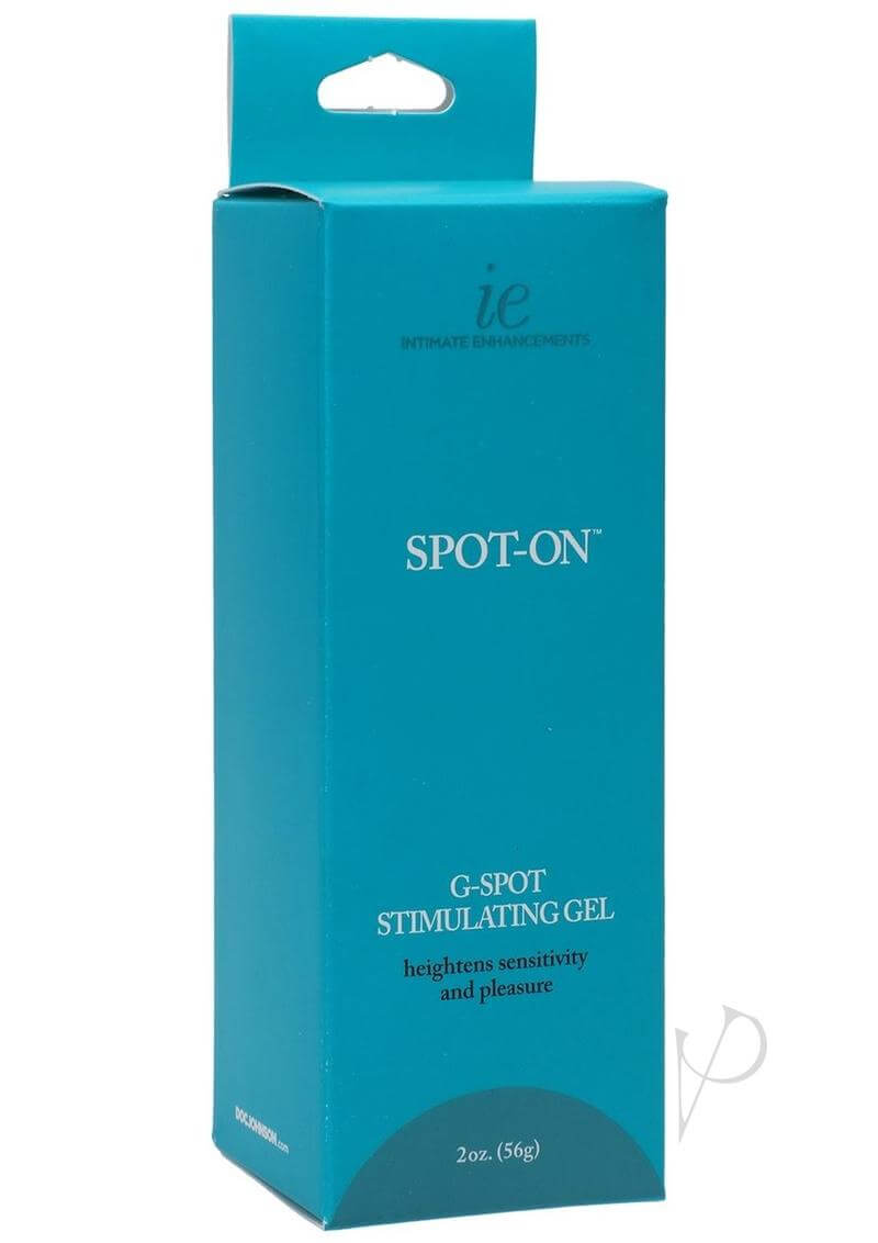 Spot-On G-Spot Stimulating Gel 2oz bottle packaging for enhanced pleasure and heightened sensitivity.