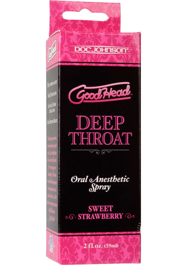 GoodHead Deep Throat Oral Anesthetic Spray Sweet Strawberry 2 oz Box
