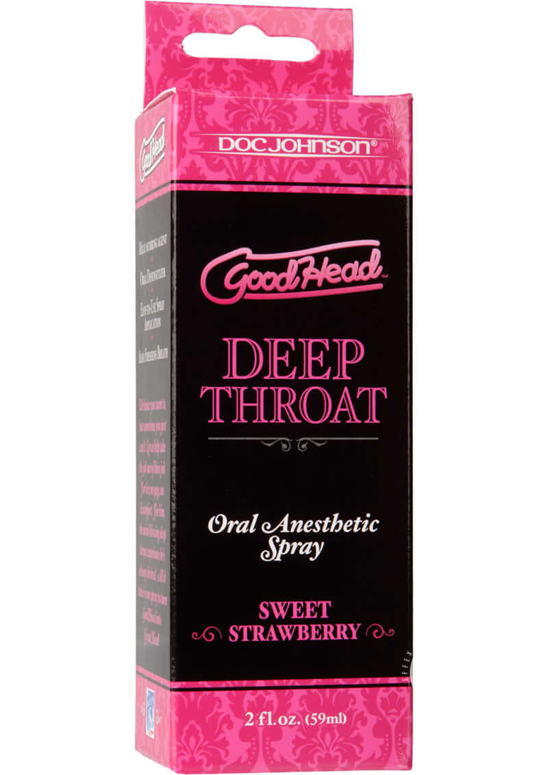 GoodHead Deep Throat Oral Anesthetic Spray Sweet Strawberry 2 oz Box