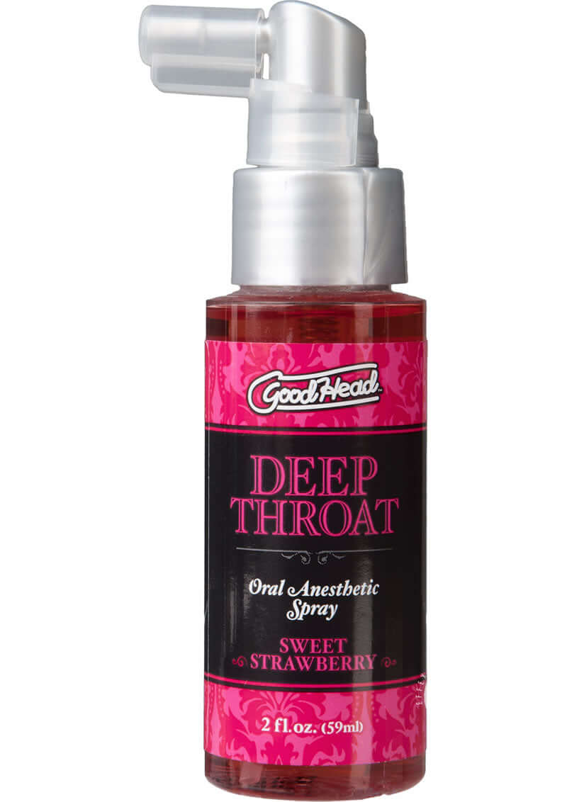 GoodHead Throat Spray Strawberry flavor 2 oz bottle for deep oral pleasure and comfort