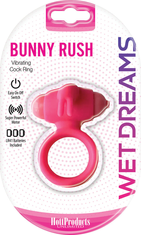 HOTT Products Wet Dreams Bunny Rush Vibrating Cock Ring with Rabbit Ears at $9.99