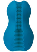 Mood Exciter Blue ergonomic dual-entrance ULTRASKYN stroker with textured tunnel for enhanced pleasure and stimulation.
