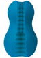 Mood Exciter Blue ergonomic dual-entrance ULTRASKYN stroker with textured tunnel for enhanced pleasure and stimulation.