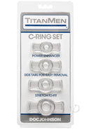 TitanMen Cock Ring Set Clear Package - Power Enhancer, Stretchable with Side Tabs for Easy Removal, Doc Johnson Brand