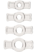 TitanMen Cock Ring Set Clear - Four Stretchable Rings with Easy Grip Side Tabs for Convenient and Versatile Pleasure