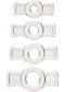 TitanMen Cock Ring Set Clear - Four Stretchable Rings with Easy Grip Side Tabs for Convenient and Versatile Pleasure