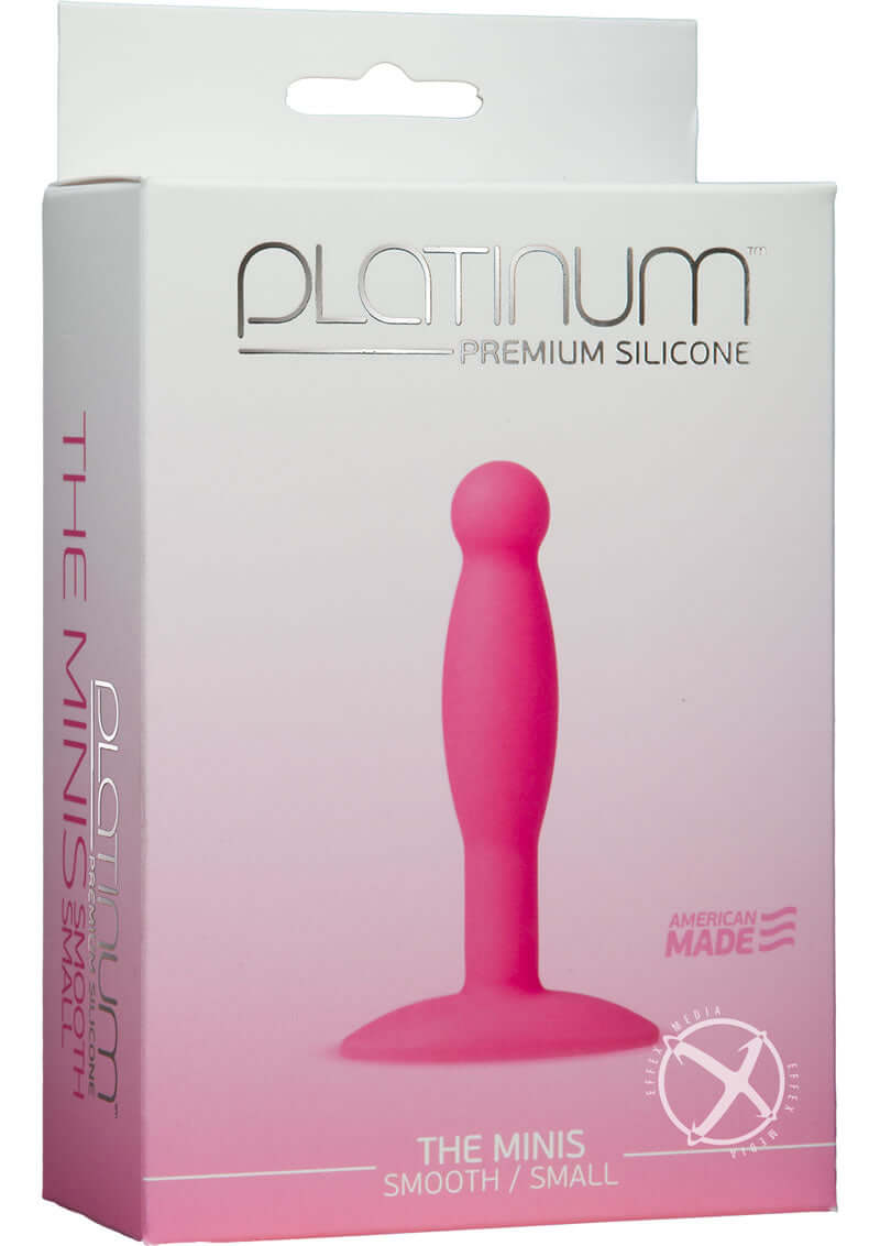 Platinum Minis Smooth Small Pink silicone anal plug packaging for beginners