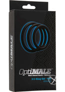 OptiMALE 3-Piece Thin C-Ring Set in Black, Enhanced Performance Silicone Rings Packaging