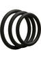 OptiMALE 3-Piece Thin C-Ring Set in Black, Enhanced Performance Silicone Rings in 40mm, 45mm, and 50mm sizes.
