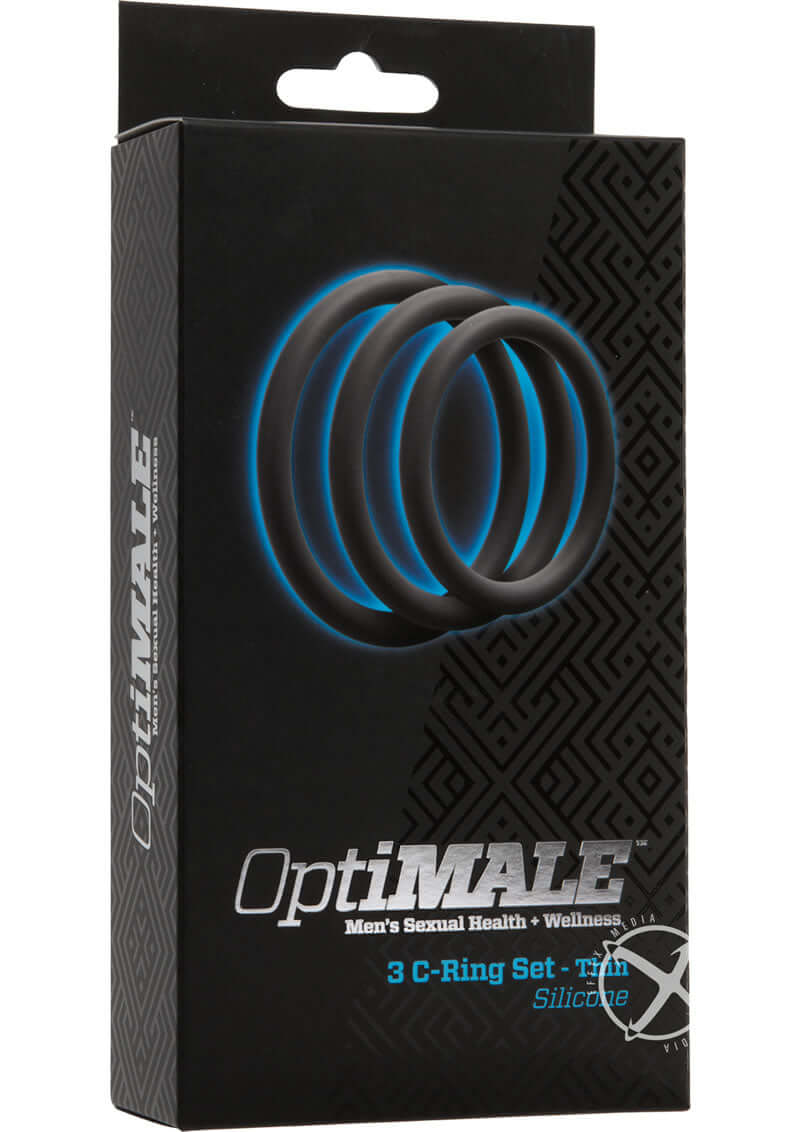 Optimale Thin Silicone C-Ring Set - 3 Rings in Slate packaging