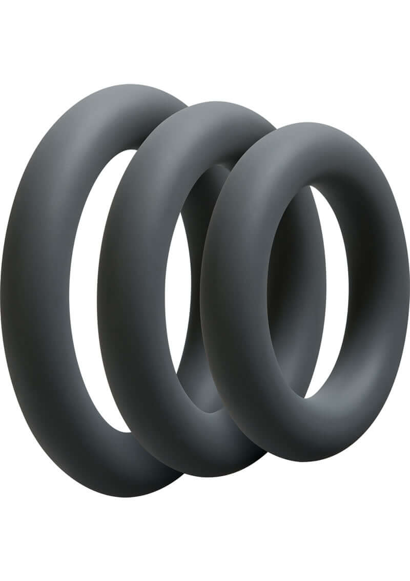 OptiMALE 3 C-Ring Thick Set Slate - Silicone Cock Rings in grey for enhanced pleasure and increased girth and size.