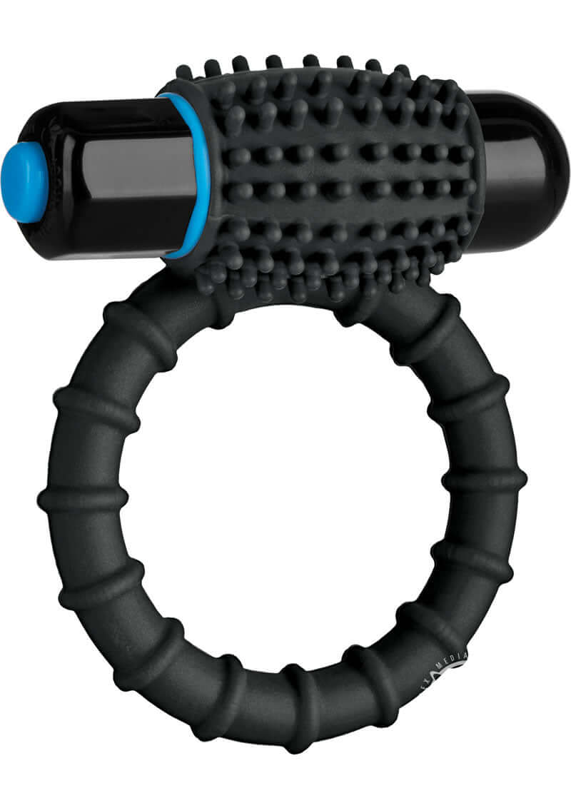 Optimale Vibrating C-Ring in black with textured silicone ring and powerful bullet vibrator for dual stimulation and intensified pleasure
