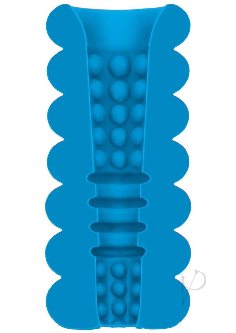 Mood Thrill Blue Triple-Texture ULTRASKYN Stroker featuring large massage beads and versatile stimulation textures for heightened pleasure.